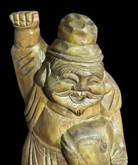 木彫り 大黒天 七福神 木製 大黒様 開運 縁起物 彫刻 仏像 古美術 インテリア 置物 オブジェ 骨董品 アンティーク