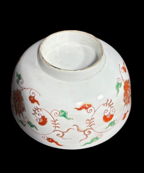 色絵 大鉢 [馬 雲 紋 花柄] 盛り皿 飾り皿 大皿 大深鉢 中華風 和食器 骨董品
