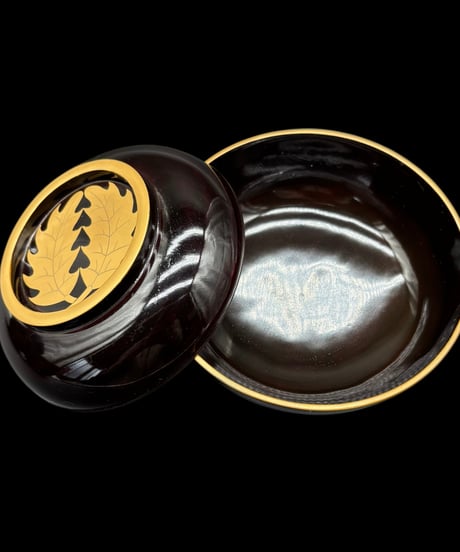 【6客セット】 吸物椀 金蒔絵 桐文 御汁椀 漆器 塗物 天然木 煮物 古美術 和食器 骨董品 アンティーク