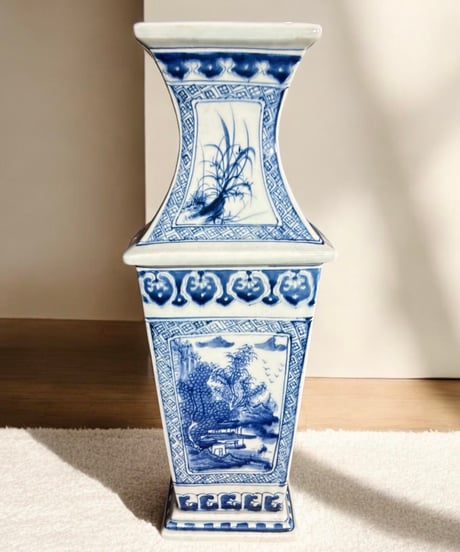 花瓶　美術陶器　風景画　壺　* 花瓶美術陶器風景画壺*