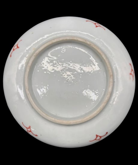 【7客セット】明治期 古伊万里 色絵 赤絵 小皿 草花文図 丸皿 飾皿 呉須 時代物 和食器 骨董品 アンティーク