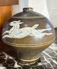 壺 一輪挿し [馬 文字] 中国雑貨 レッド フラワーベース 花瓶 花入れ 丸壺 花器 陶器 古美術 骨董品 アンティーク