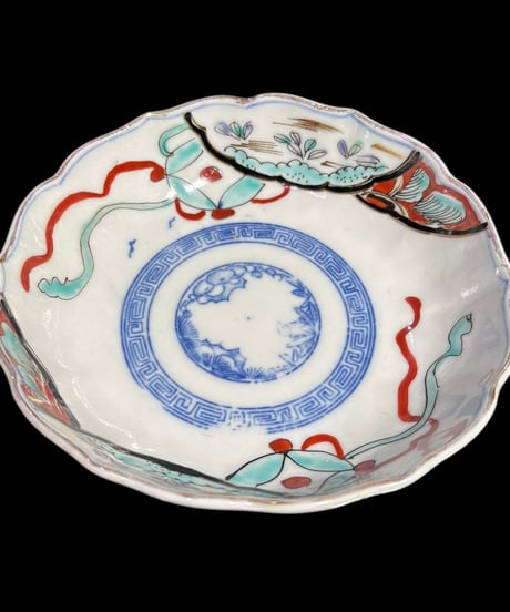 古伊万里 色絵 [唐草 草花文図] なます皿 丸皿 取り皿 飾り皿 和食器 江戸 伊万里 陶器 骨董品 アンティーク