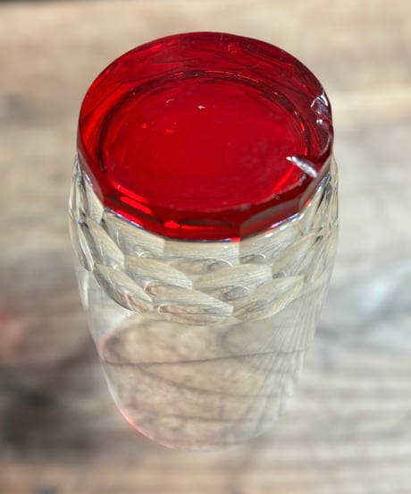 【2客セット】切子グラス 赤被せ カットグラス レッド タンブラー コップ グラス ショットグラス 器 食器 レトロ アンティーク