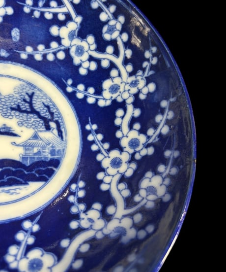 古伊万里 大鉢 梅 山水風景図 盛り鉢 色絵 鉢 取り皿 飾り皿 和食器 陶器 伊万里 骨董品 アンティーク