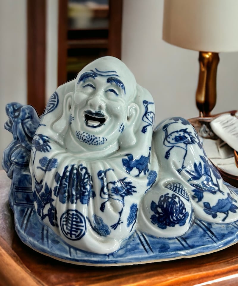 七福神 布袋様 座像 染付 中国雑貨 置物 骨董品 | HORIDASHI市