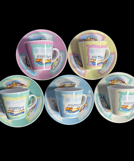 【5客揃】 カップ&ソーサー 風景図 デミタスカップ アソート 紅茶 コーヒー カップ 茶器 昭和 レトロ アンティーク