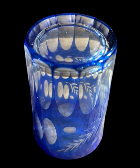 【2客セット】切子グラス 青 冠水瓶 ペアグラス ブルー タンブラー コップ グラス ショットグラス 器 食器 レトロ アンティーク