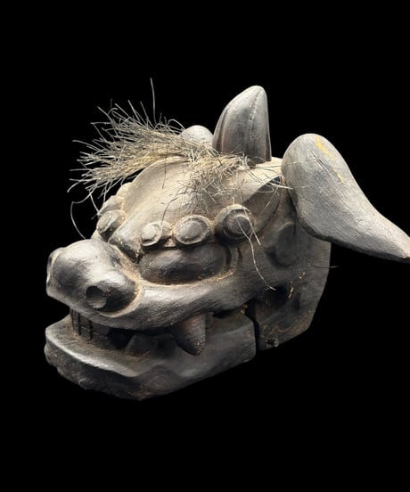 時代物 獅子頭 古手 木彫り 獅子舞 魔除け 置物 コレクション オブジェ 古美術 骨董品 アンティーク