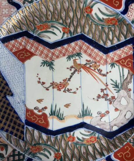 伊万里 金彩 色絵【松竹梅鳥草花紋】大皿 丸皿 盛り皿 飾り皿 古伊万里 古美術 和食器 骨董品 アンティーク