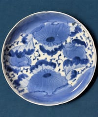 古伊万里 染付 牡丹 丸皿 平皿 取り皿 盛り皿 飾り皿 江戸 伊万里 和食器 骨董品 アンティーク