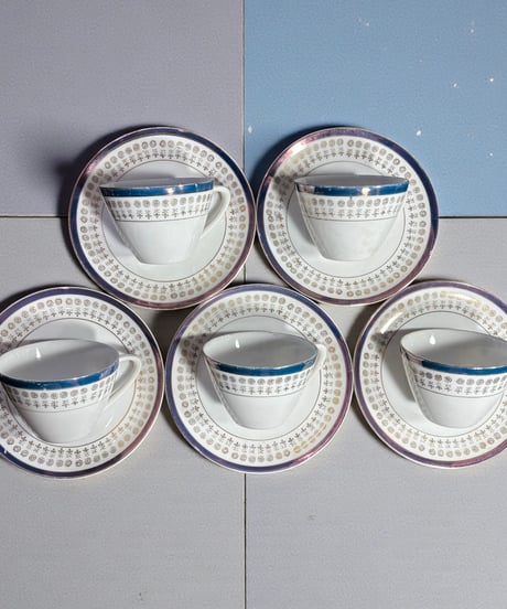 【5客揃】 Maruboku CHINA カップ&ソーサー 金彩 マグカップ 紅茶 コーヒー カップ 茶器 昭和 レトロ アンティーク