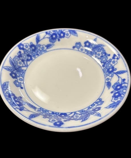 【2客セット】日陶製 染付 草花 小皿 丸皿 平皿 取り皿 盛り皿 飾り皿 和食器 骨董品 アンティーク