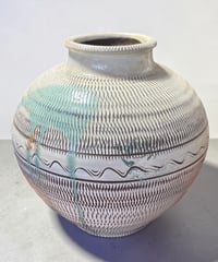 小石原焼 小鹿田焼 壺 陶芸 とびかんな フラワーベース 花瓶 花入れ 丸壺 花器 陶器 古美術 骨董品 アンティーク
