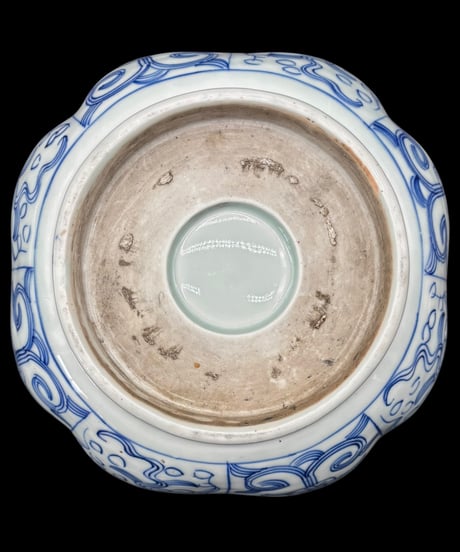 江戸期 古伊万里 染付大鉢 草花文図 盛り鉢 取り皿 飾り皿 陶器 伊万里 骨董品 アンティーク