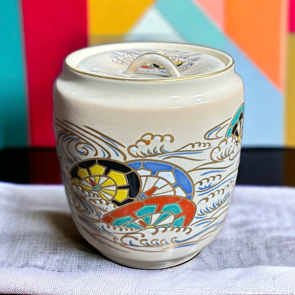 水差し 和風 波 紋柄 茶器 茶道具 水指 ピッチャー 陶器 骨董品