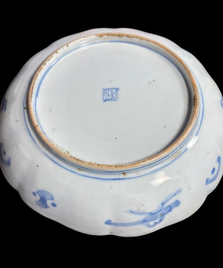 古伊万里 色絵【窓絵竹草花文】大皿 丸皿 盛り皿 飾り皿 和食器 古美術 和食器 骨董品 アンティーク