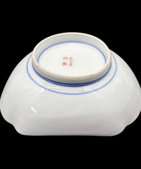 【5客セット】 特製 広山堂 向付 楕円小鉢 柿の木 染錦 小鉢 柿 飾皿 和食器 工芸品 時代物 骨董品 アンティーク