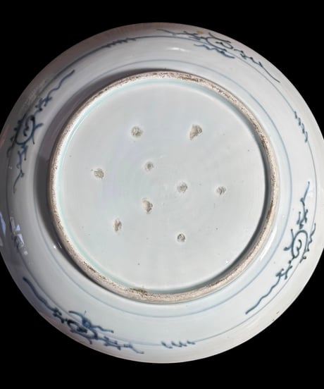 古伊万里 染付 大皿 鷺 風景図 平皿 取り皿 盛り皿 飾り皿 和食器 伊万里 骨董品 アンティーク