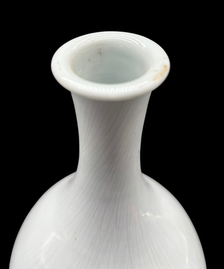 徳明 陶芸 白磁 花瓶 鶴 フラワーベース 在銘 丸壺 花入れ 花器 陶器 古美術 時代物 骨董品 アンティーク