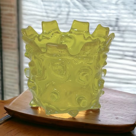 花瓶 ガラス フラワーベース 花器 レモンイエロー