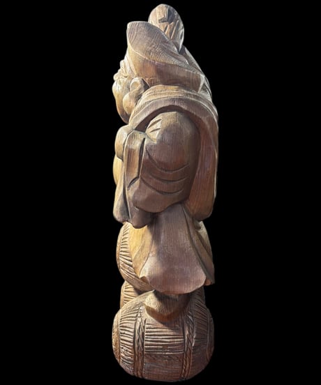 木彫り 大黒天 七福神 木製 大黒様 恵比寿 開運 縁起物 彫刻 仏像 古美術 インテリア 置物 オブジェ 骨董品 アンティーク