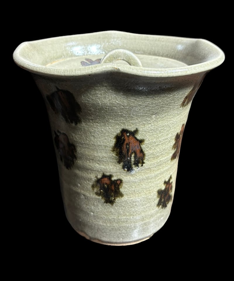 水差し 灰釉 点文 茶器 茶道具 水指 ピッチャー 陶器 骨董品