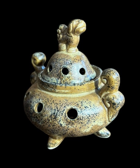 獅子 香炉 三足 狛犬 香道具 美術品 インテリア 置物 陶器 中国 時代物 骨董品 アンティーク