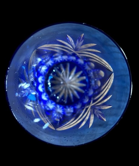 【1客限定!!】切子グラス 青 冠水瓶 クリスタル グラス ブルー タンブラー コップ ショットグラス 器 食器 レトロ アンティーク