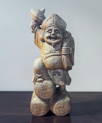 木彫り 大黒天 七福神 木製 大黒様 恵比寿 開運 縁起物 彫刻 仏像 古美術 インテリア 置物 オブジェ 骨董品 アンティーク