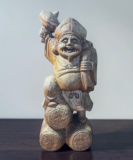 木彫り 大黒天 七福神 木製 大黒様 恵比寿 開運 縁起物 彫刻 仏像 古美術 インテリア 置物 オブジェ 骨董品 アンティーク