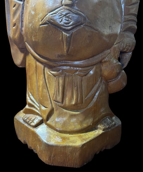 木彫り 布袋尊 七福神 木製 布袋様 商売繫盛 縁起物 彫刻 仏像 古美術 インテリア 置物 オブジェ 骨董品 アンティーク