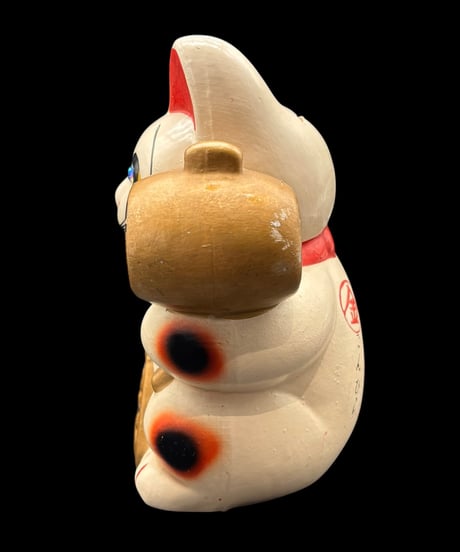 招き猫 千万両 白猫 右手 金こんぴら 縁起物 開運 商売繁盛 貯金箱 陶器 昭和 レトロ 工芸品 インテリア 骨董品 アンティーク