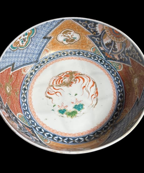 【現品限り!!】伊万里 大鉢 [鳳凰松竹梅草花文] 金彩 赤絵 色絵 鉢 丸皿 盛り皿 飾り皿 古伊万里 古美術 明治 和食器 骨董品 アンティーク
