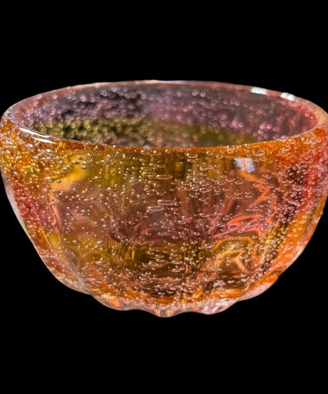 琉球ガラス 鉢 ピンク 吹きガラス 泡ガラス 宙吹き 小鉢 洋食器 和食器 デザート 硝子 ガラス グラス アンティーク