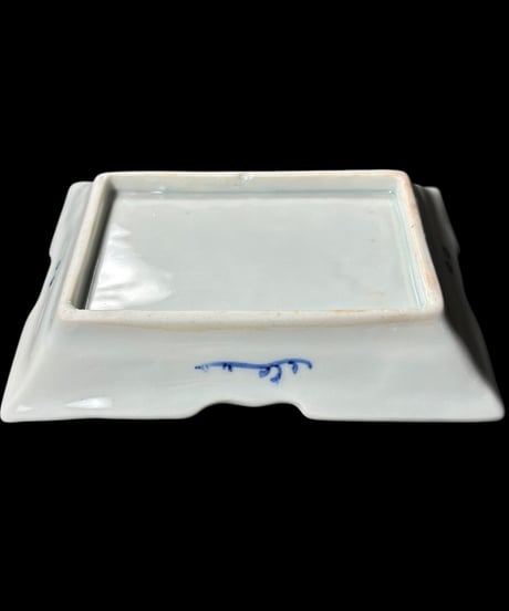 【2客セット】色絵 四角皿 [松 日] 時代物 角皿 変形皿 小皿 取り皿 盛り皿 飾り皿 レトロ 昭和初期 和食器 骨董品 アンティーク