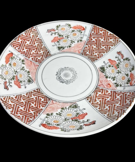 古伊万里 色絵 牡丹文図 大正 丸皿 大皿 取り皿 飾り皿 和食器 伊万里 陶器 骨董品 アンティーク