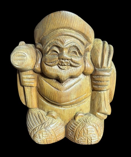 木彫り 大黒天 七福神 木製 大黒様 開運 縁起物 彫刻 仏像 古美術 インテリア 置物 オブジェ 骨董品 アンティーク