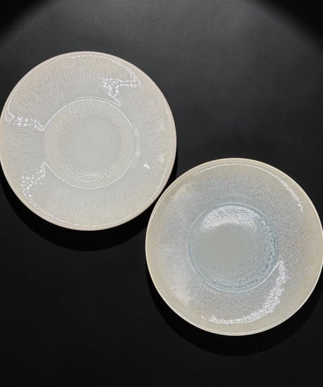 【2枚セット】 フランス Jars Vuelta ジャス ディナープレート ホワイトパール 大皿 プレート 取り皿 盛り皿 飾り皿 陶器 アンティーク