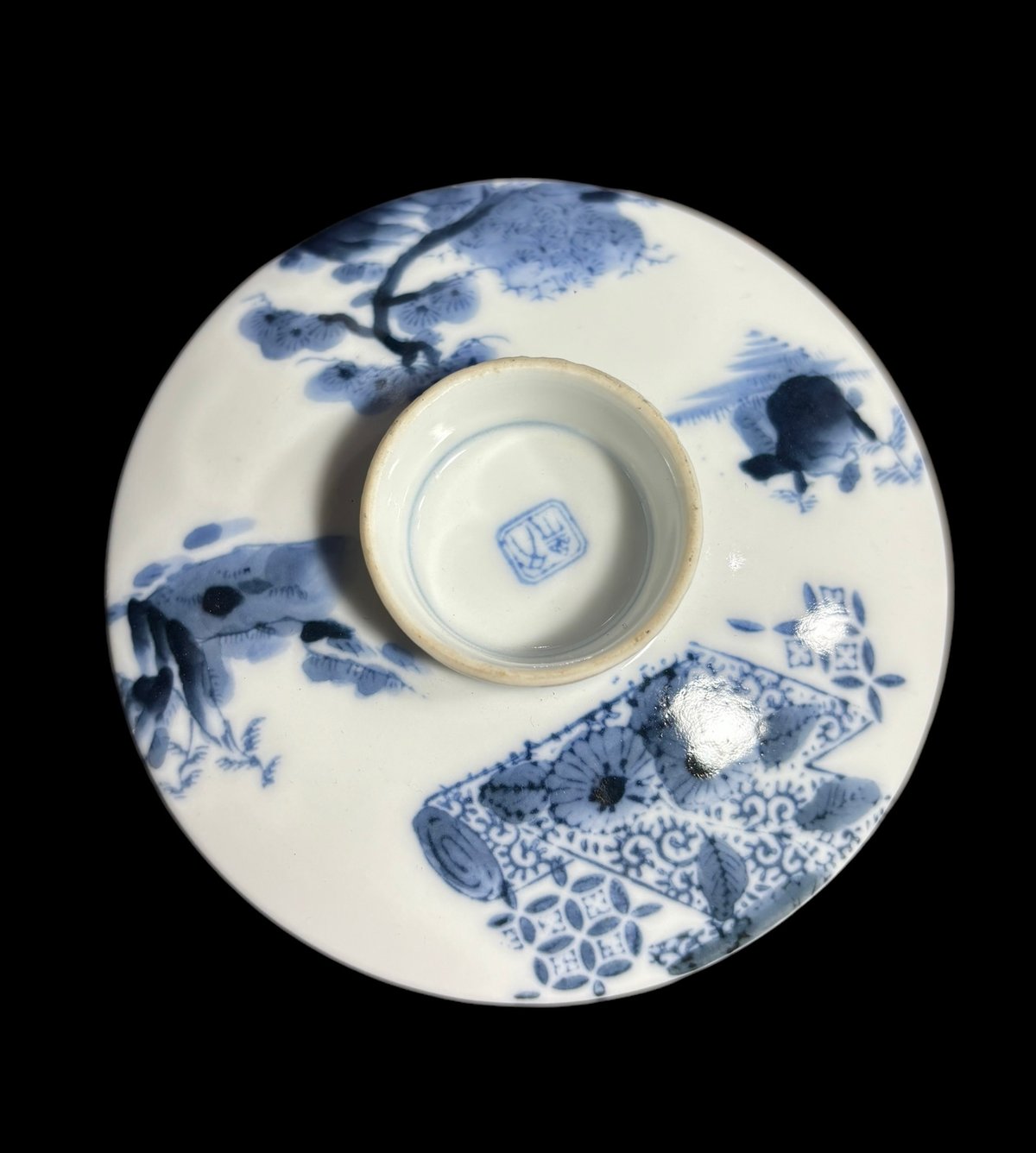 煎茶道具 松竹梅 九谷焼 染付 松竹梅 煎茶器セット 5客 花輪型湯冷