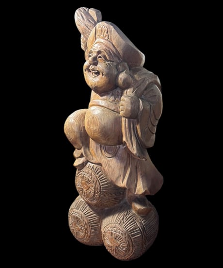 木彫り 大黒天 七福神 木製 大黒様 恵比寿 開運 縁起物 彫刻 仏像 古美術 インテリア 置物 オブジェ 骨董品 アンティーク