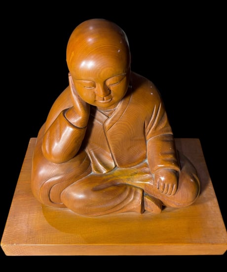 木彫り 弘法大師 坐像 お大師様 縁起物 彫刻 古美術 インテリア 置物 オブジェ 骨董品 アンティーク