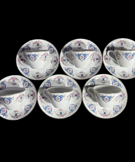 【6客揃】 Lovely China NARUMI カップ&ソーサー マグカップ 花柄 紅茶 コーヒー カップ 茶器 昭和 レトロ アンティーク