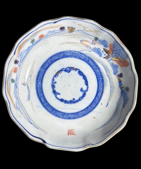【3客セット】 古伊万里 色絵 なます皿 松竹梅山水風景図 丸皿 取り皿 飾り皿 和食器 伊万里 陶器 骨董品 アンティーク