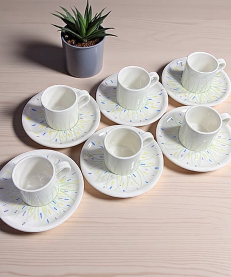 【6客揃】イタリア製 カップ&ソーサー エスプレッソ マグカップ 紅茶 コーヒー カップ 器 茶器 昭和 レトロ アンティーク