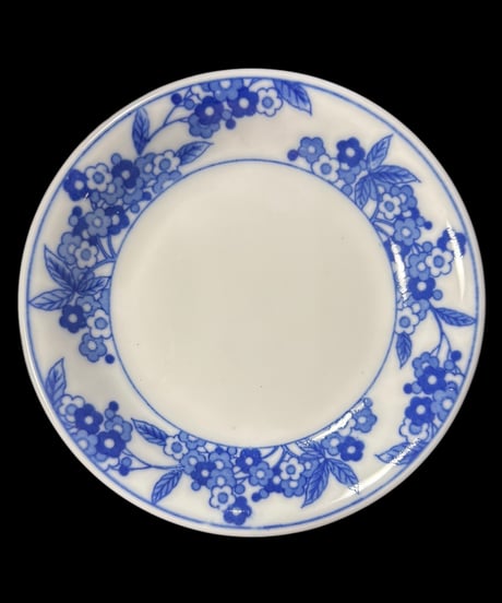【2客セット】日陶製 染付 草花 小皿 丸皿 平皿 取り皿 盛り皿 飾り皿 和食器 骨董品 アンティーク