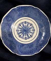 染付 平皿 [草花文絵] 丸皿 印判 大皿 取り皿 盛り皿 飾り皿 和食器 骨董品 アンティーク