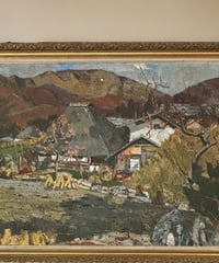 油絵 油彩 「山里の風景」絵画 特大 壁掛け アート 装飾 インテリア