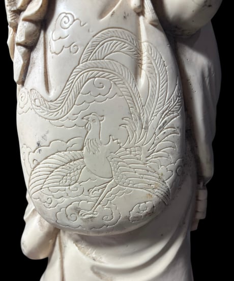 白材 布袋尊 七福神 布袋様 開運 縁起物 彫刻 仏像 象牙風 古美術 インテリア 置物 オブジェ 骨董品 アンティーク