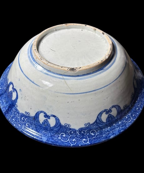 明治期 古伊万里 染付大鉢 菊文図 盛り鉢 鉢 取り皿 飾り皿 和食器 陶器 伊万里 骨董品 アンティーク